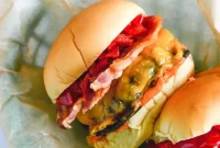 Smoky Cherry Pepper Cheeseburgers with Caramelized Onions