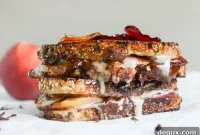 Caramelized Peach & Mascarpone Grilled Cheese with Dark Chocolate