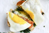 Crispy Kale Grilled Cheese with Fried Egg Sandwich