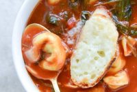 White Bean Tortellini Soup with Broiled Havarti Toasts