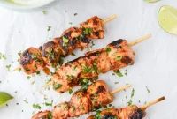 Spicy Chili Garlic Chicken Skewers with Creamy Greek Yogurt Dip
