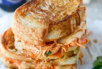 Buffalo Chicken Grilled Cheese with Beer Cheese Fondue