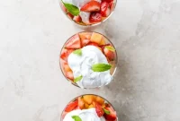 Strawberry Mango Mint Julep Fruit Salad with Whipped Marshmallow Fluff