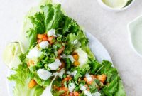 BBQ Chicken & Pineapple Lettuce Wraps with Cilantro Yogurt Drizzle