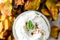 Crispy Golden Beet Chips with Spicy Goat Cheese Dip