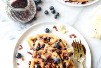 Bourbon Butter Bacon Waffles with Blueberry Syrup