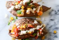 Chipotle-Drizzled Veggie Fajita Stuffed Sweet Potatoes