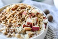 Slow Cooker Apple Cinnamon Steel-Cut Oats with Maple Whipped Cream