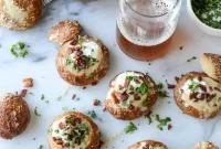 Cider Cheese Soup in Mini Pretzel Bread Bowls—Appetizer Shooters