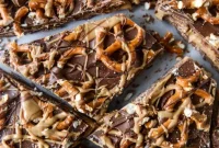 Chocolate Bark with Pretzel and Peanut Butter Filling