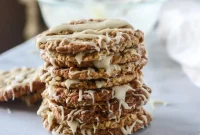 Thin Chewy Spiced Oatmeal Cookies with Brown Butter Glaze