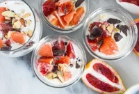 Creamy Vanilla Bean Chia Pudding with Blood Orange Syrup & Dark Chocolate