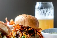 BBQ Havarti Burger with Sweet Potato Curly Fries