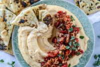 Spicy Bacon Cherry Pepper Hummus with Crispy Pizza Pita Chips