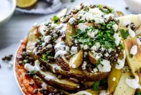 Crispy Roasted Potato Wedges with Squash, Lentils & Goat Cheese
