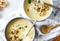 Irish Ale and Cheddar Potato Soup with Beer-Battered Leeks