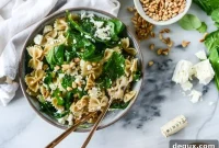 30-Minute Farfalle with Marinated Feta, Arugula & Toasted Pine Nuts