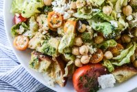 Panzanella Salad with Marinated Chickpeas and Chimichurri Dressing