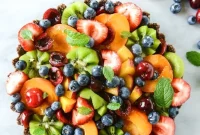 No-Bake Chocolate Cashew Coconut Fruit Tart for Summer
