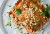 Thai Peanut Curry Salmon with Coconut Cilantro Rice