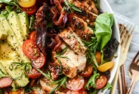 Rosemary Chicken, Bacon & Avocado Salad Recipe (Video)