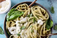 Bucatini with Creamy Burrata and Fresh Pesto