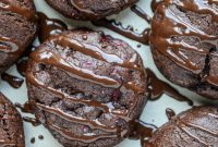 Double Chocolate Chunk Cookies Stuffed with Raspberry Jam