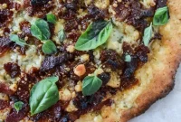 Chipotle Candied Bacon Pizza with Smoked Blue Cheese