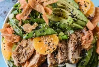 Honey Sesame Chicken Salad with Garlic Sesame Vinaigrette