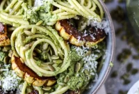 Pumpkin Seed Pesto Pasta with Caramelized Delicata Squash