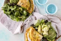 15-Minute Spinach & Burrata Omelet with Avocado Salad