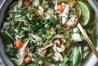 30-Minute Asian Chicken Soup with Ginger and Bok Choy