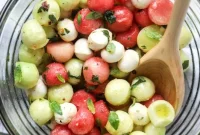 Marinated Mozzarella and Melon Salad with Basil Vinaigrette