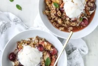 Cherry Peach Crisp with Oatmeal Cookie Crumble Recipe