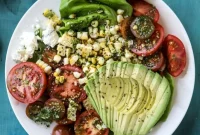 Grilled Corn, Tomato & Avocado Salad with Chimichurri Dressing