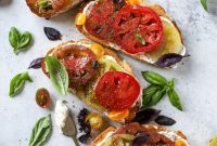 Heirloom Tomato and Garlic Toast with Basil Whipped Feta