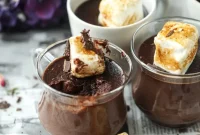 Hot Chocolate Pots de Crème with Toasted Marshmallow Topping