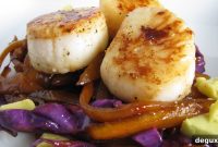 Seared Scallops with Caramelized Mango Slaw Recipe