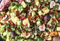 Friendsgiving Panzanella Salad with Brussels Sprouts, Bacon & Cornbread