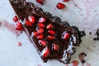 Dark Chocolate Fudge Pomegranate Tart Recipe for Holidays