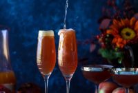 Pomegranate Cider Mimosas with Salted Caramel Rim