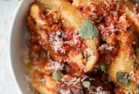 Caramelized Veg & Fontina Stuffed Shells with Roasted Marinara