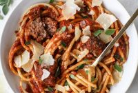 Bucatini with Bacon Meatballs: Savory Italian-Style Pasta