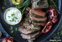 Herb-Butter Roasted Beef Tenderloin with Horseradish & Caramelized Onions