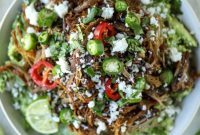 Crispy Carnitas with Creamy Guacamole Bowl