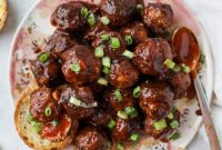 Chipotle BBQ Meatballs in Slow Cooker with Garlic Toast