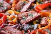 Smoky Sheet Pan Sausage and Peppers Recipe