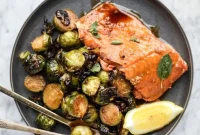 Honey Garlic Salmon with Roasted Brussels Sprouts