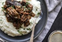 Guinness-Braised Short Ribs with Cheesy Cauliflower Mash