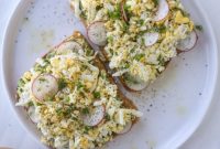 Shaved Egg and Avocado Toast with Lemon and Chili Flakes